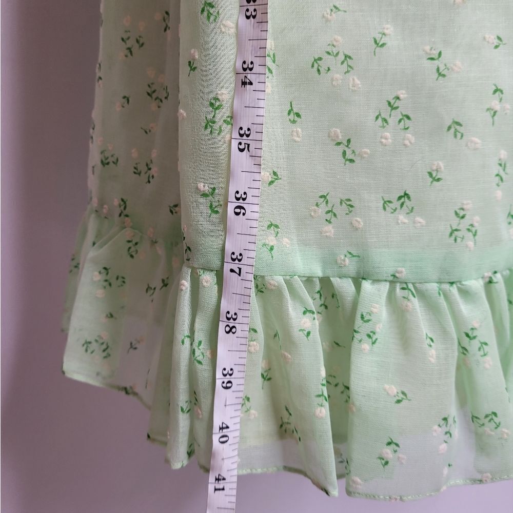 VINTAGE 70s sage‎ green tiny floral hippie boho ruffle halter maxi dress XS - Picture 12 of 12